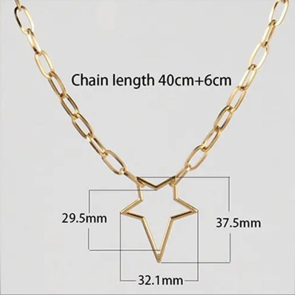 NEW 18K White Gold/Rhodium Plated Chunky Chain Necklace Irregular Star Pendant - Picture 4 of 6
